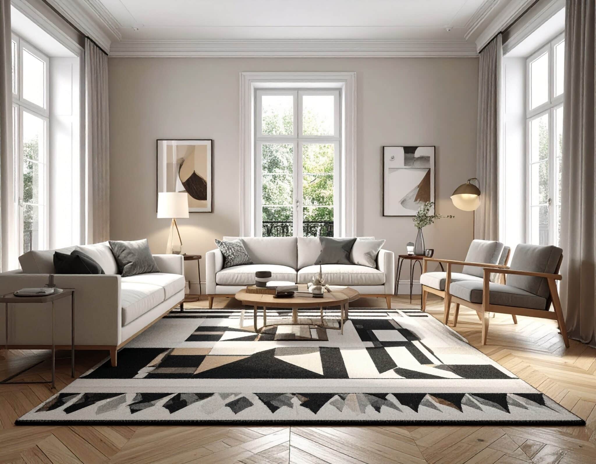 Les motifs géométriques sur tapis : l&rsquo;atout graphique de votre décoration